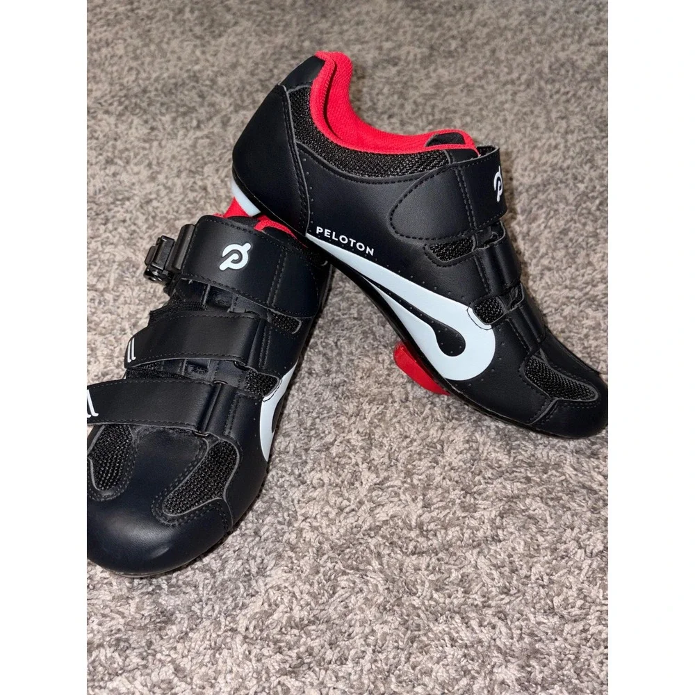Peloton Cycling Shoes Black Red Size 40 Look Delta Cleats Indoor Spin Shoe